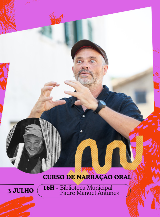 Fotografia de uma atividade de festival, com o nosso design editorial de cores fortes a destacar o evento nas redes sociais