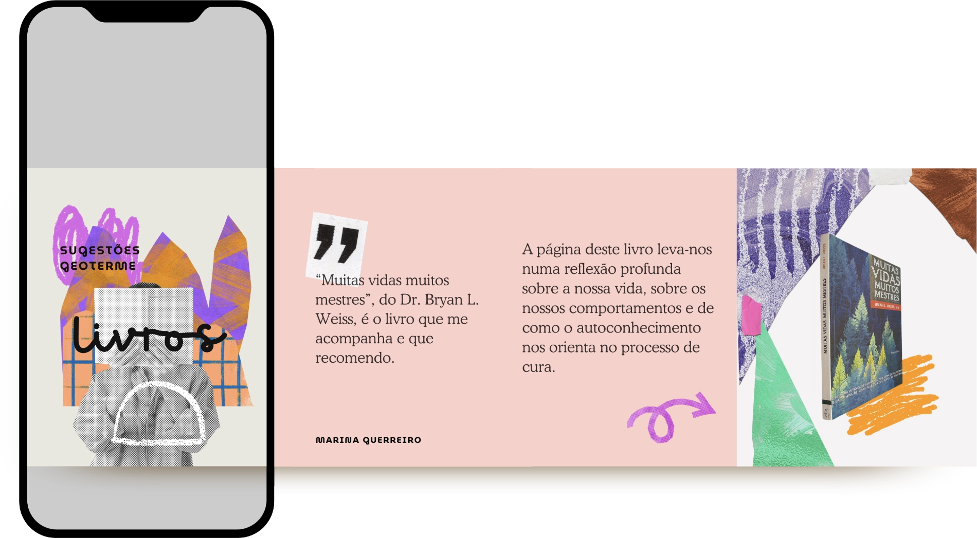 Um mockup de carrossel para Instagram, a mostrar a sequência de slides com sugestões de livros, demonstrando a nossa estratégia de conteúdos