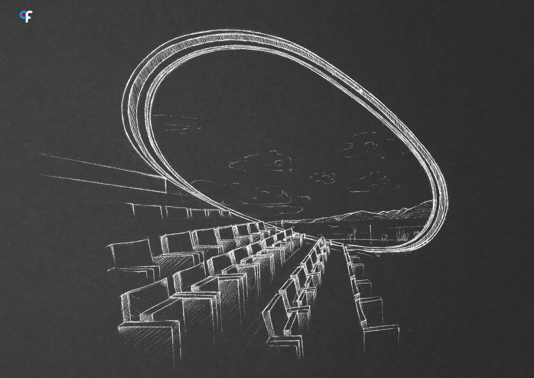 Ilustração tradicional a lápis e giz, destacando a estética manual e o cuidado no desenho das figuras.