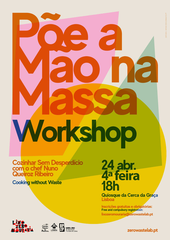 Cartaz de comunicação da Zero Waste Lab, mostrando a aplicação do design e a organização visual da informação.