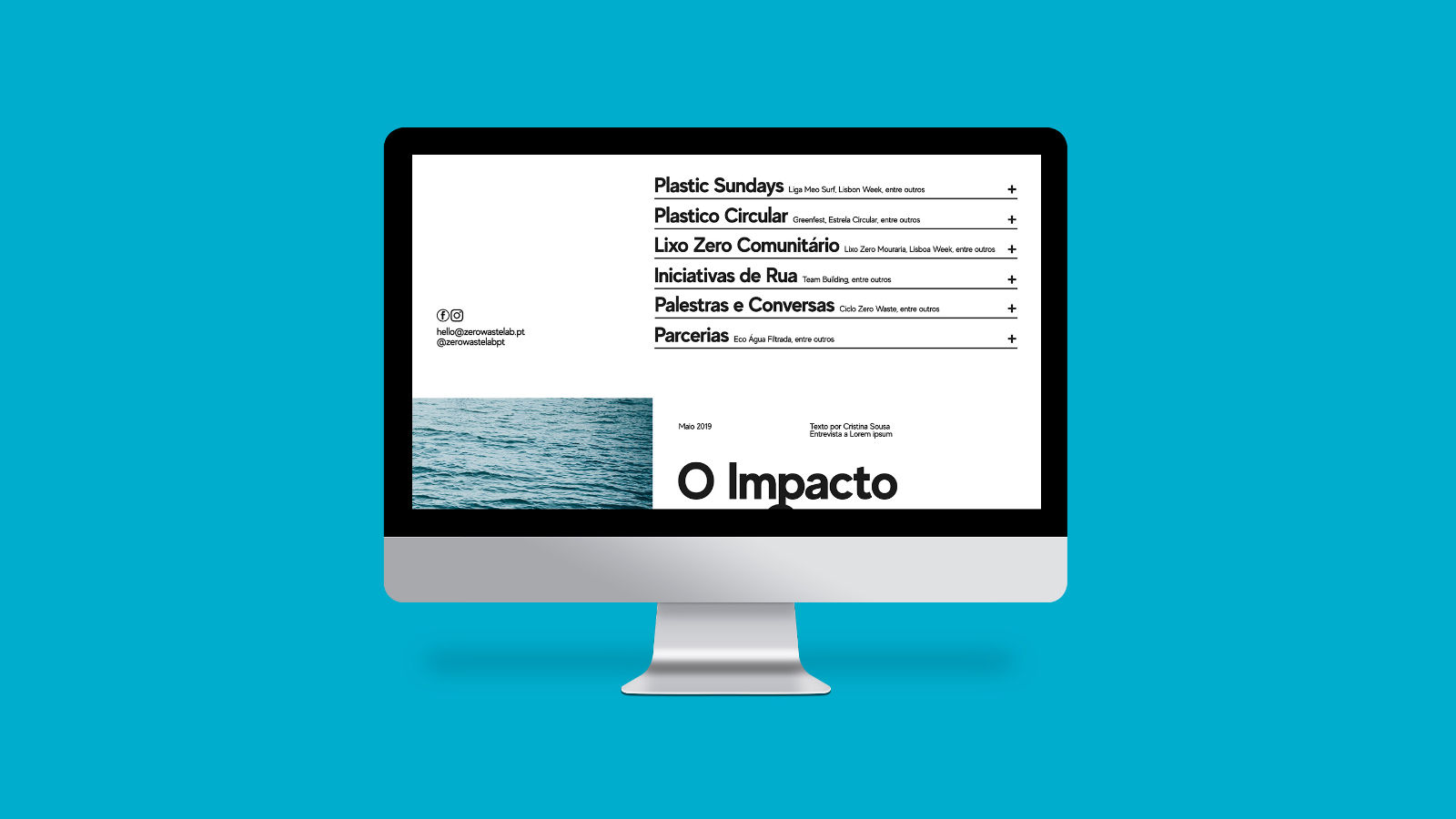 Imagem do Website da Zero Waste Lab, evidenciando a estrutura limpa e intencional que reflete a visão intemporal e o forte posicionamento da ZWL.