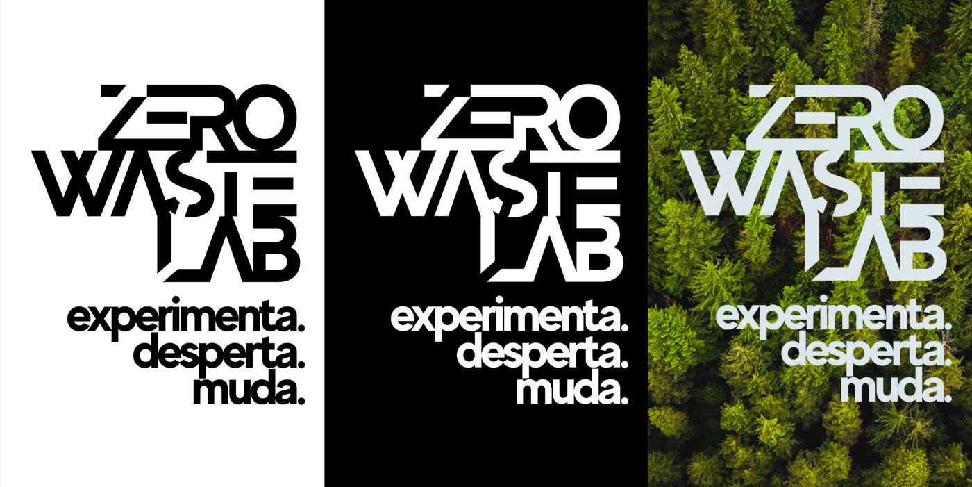 Aplicação do Logotipo Zero Waste Lab no meio físico. O design garante que a visão da organização seja comunicada de forma imediata e com grande clareza visual.